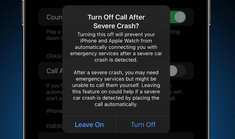 秀峰苹果14维修分享 iPhone 14 和 Apple Watch 上关闭崩溃检测 