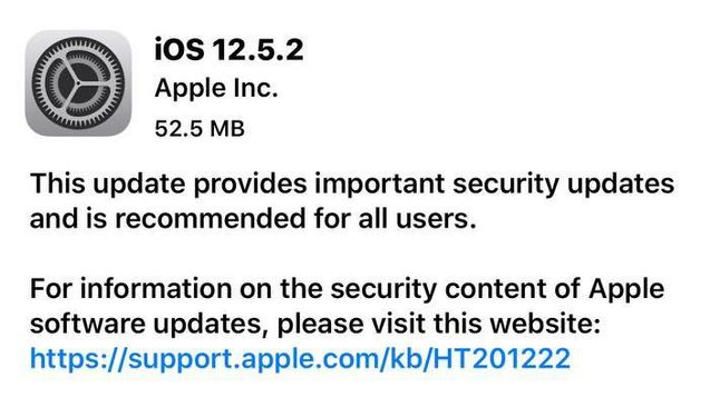 秀峰苹果手机维修分享iOS12.5.2发布，建议所有老苹果用户安装 
